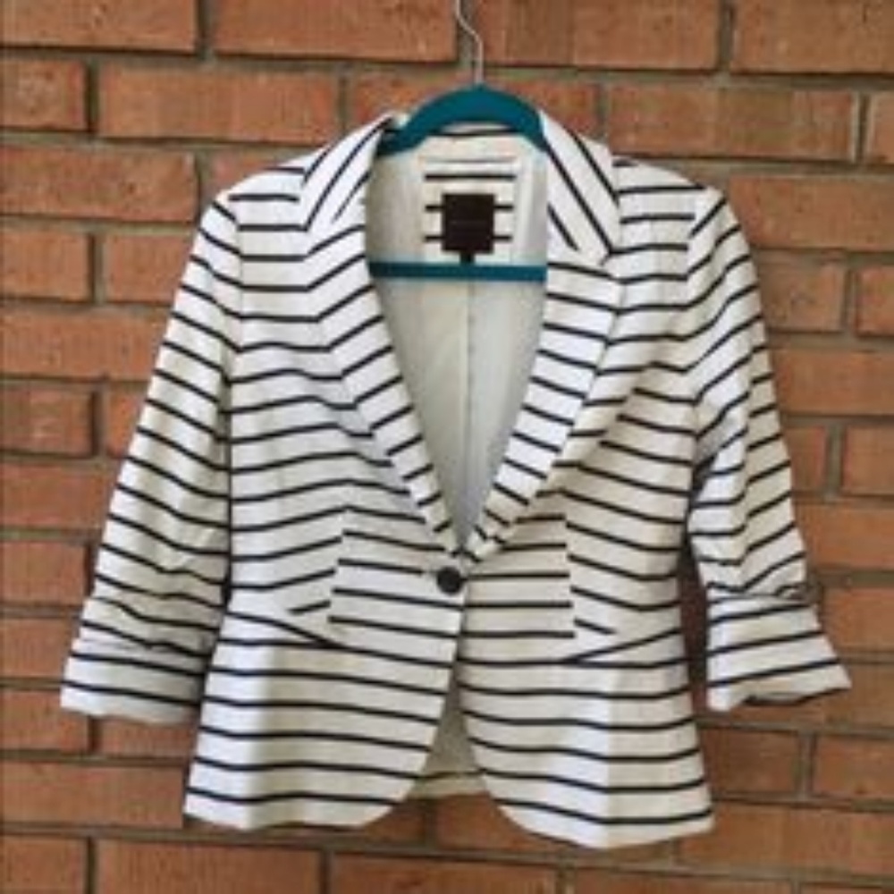 The Limited- White and Navy Striped Blazer